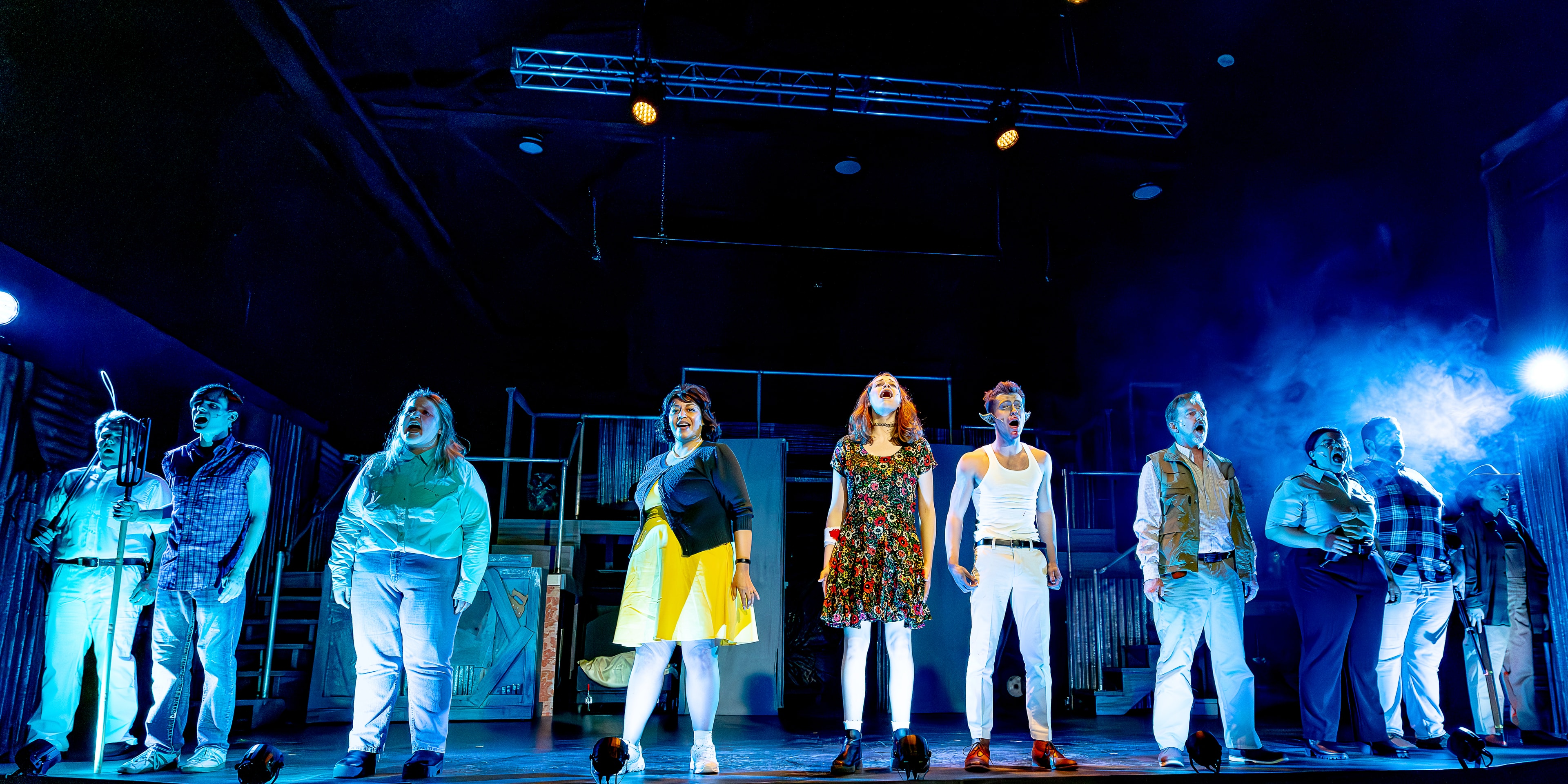 Bat Boy 2024 — theater cast performing on stage together